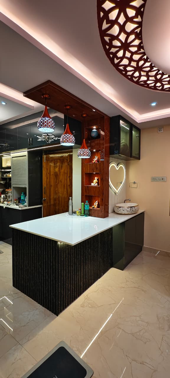 Dining crockery credenza cabinet with fluted glass